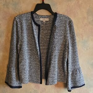 LOFT Blue & White Tweed Jacket, Size M